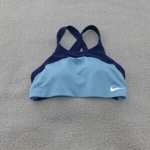 Nike Sports Bra Womens Medium Blue Dri Fit Padded Criss Cross Racerback Running